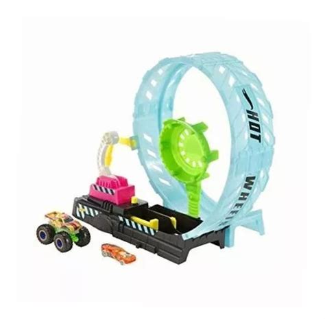 Mattel Hot Wheels Monster Trucks Playset Reto Giro Glow Meses Sin Intereses