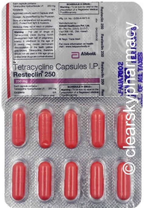 Tetracycline Hydrochloride Mg Mg Capsules Resteclin