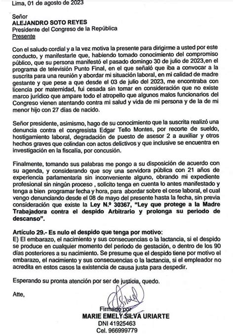 Ex trabajadora que denunció a Edgar Tello por recorte de sueldo pide