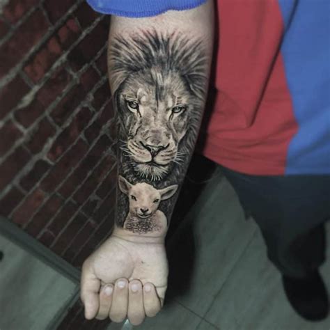 Lion and Lamb Tattoo Design Ideas