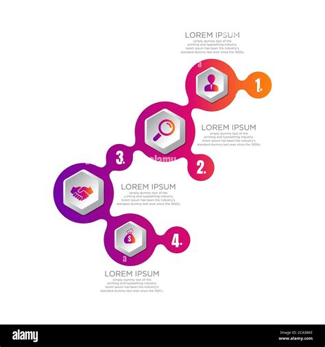 Plantilla De Diapositiva De Gráfico De Proceso De Cuatro Pasos Datos De Negocio Flujo