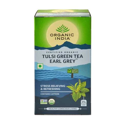 Tulsi Green Tea Earl Grey Organic India ТУЛСИ ЗЕЛЁНЫЙ ЧАЙ ЭРЛ ГРЕЙ