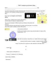 PhET Isotopes WS PhET Isotopes And Atomic Mass Name Date Use The Link