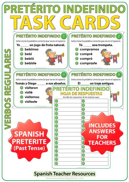 Spanish Past Tense Task Cards Pretérito Indefinido Woodward Spanish