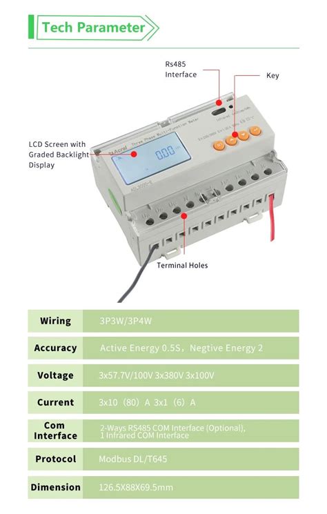 Acrel ADL3000 UL 3 Phase Smart Energy Meter