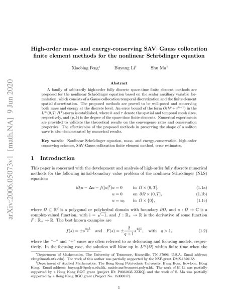 High Order Mass And Energy Conserving Sav Gauss Collocation Finite