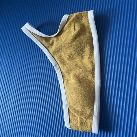 One Strap Yellow Two Piece Bikini Bathing Suit With Depop