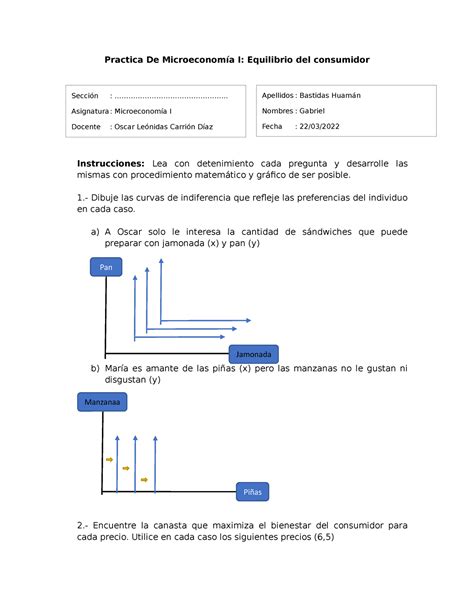 Segunda practica calificada Microeconomía 1 Practica De