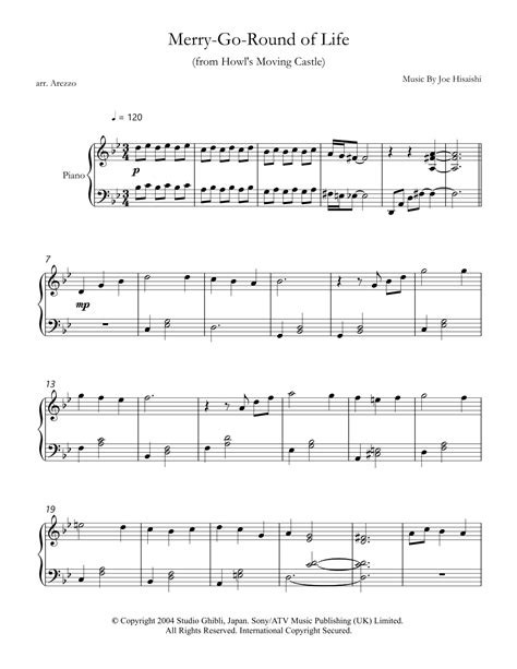 Merry Go Round Of Life Arr Arezzo Music By Joe Hisaishi Sheet Music