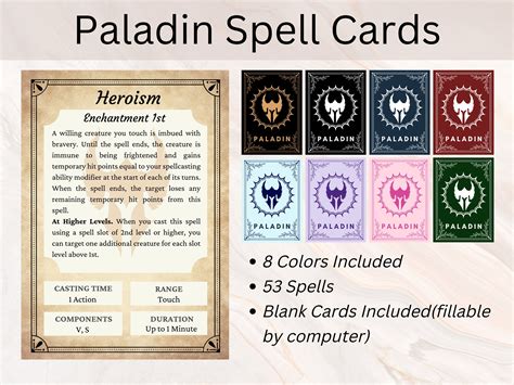 PALADIN BUNDLE Dnd Paladin Pack Paladin Spell Cards - Etsy