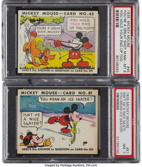 1935 R89 Mickey Mouse Psa Graded Pair 2 Non Sport Cards Lot
