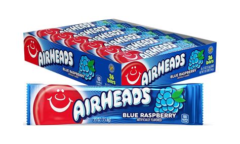 Airheads Candy Blue Raspberry Flavor Individually Wrapped Full Size Bars Taffy Non Melting