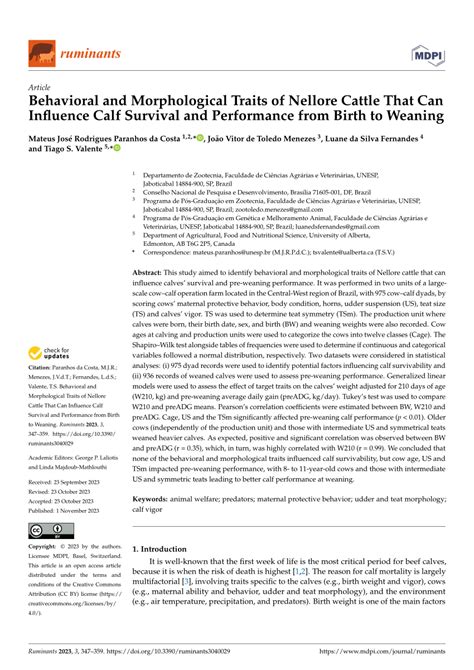 Pdf Behavioral And Morphological Traits Of Nellore Cattle That Can