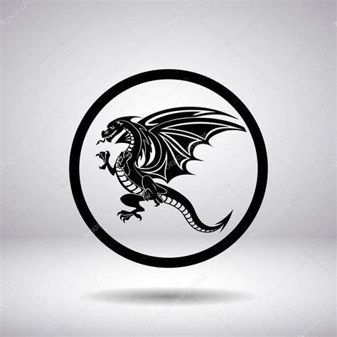 Dragon Silhouette In A Circle Vector Image By WizDan Vector Stock