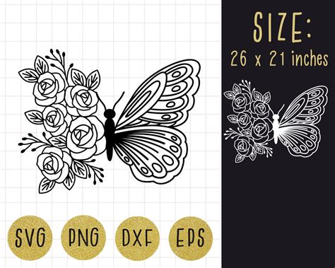 Butterfly In Svg Floral Butterfly Flowers Svg Butterfly Etsy