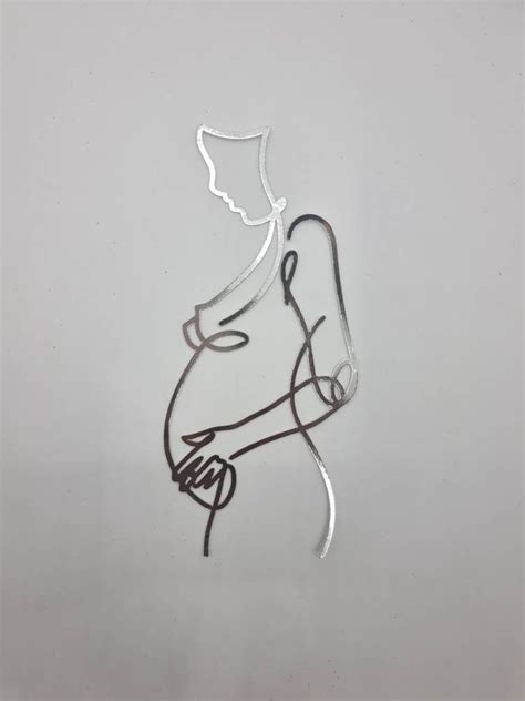 Line Art Pregnant Lady Cake Topper Charm Abstract Line Art Cake Topper