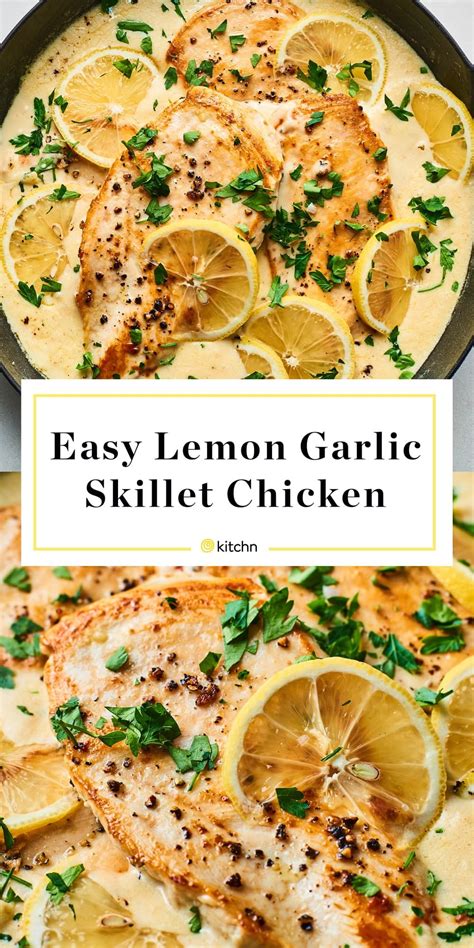 Easy Creamy Lemon Garlic Skillet Chicken Recipe Chicken Dinner Recipes Chicken Skillet