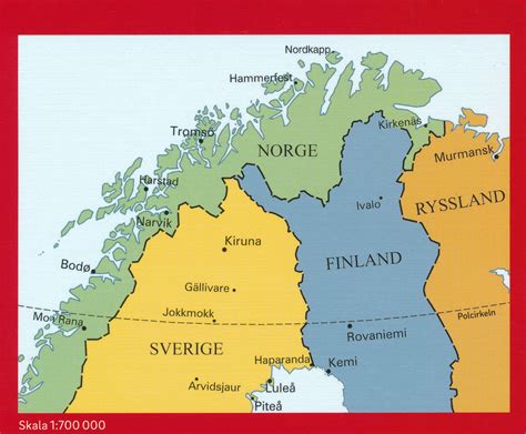 Wegenkaart Landkaart Nordkalotten Lapland Noord Scandinavie