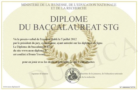 Diplome Du Baccalaureat STG