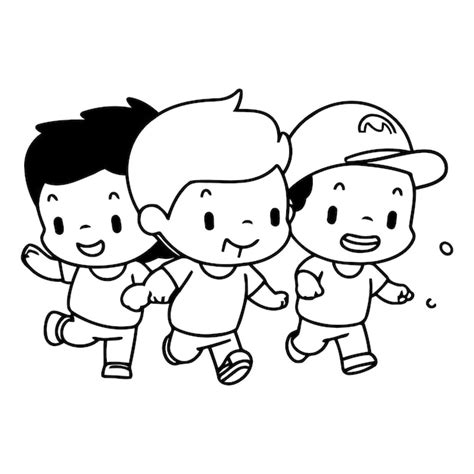 Chicos Lindos Corriendo Dibujos Animados Ilustración Vectorial Diseño