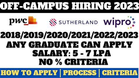 Pwc Off Campus Wipro Hiring For Any Graduate Sutherland Also Hiring