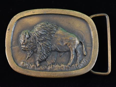 Bison Buffalo Plains Game Southwestern Vintage Belt Buckle Vintage Belt