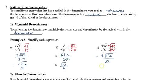 Simplifying Radical Expressions Dividing And Rationalizing The