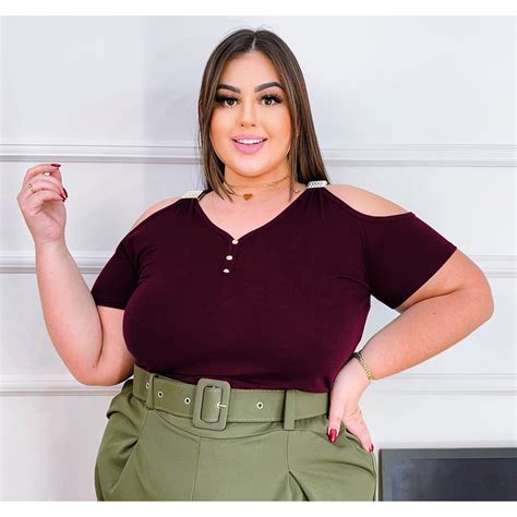 Blusa Blusinha Ciganinha Ombro Vazado Bata Feminina Plus Size Shopee