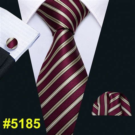 Fashion Classic Tie Striped Silk Jacquard Woven Necktie Hanky Cuffli Cufflink Set Mens Silk