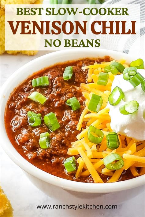 Best Slow Cooker Venison (Deer) Chili (No Beans) | Slow cooker venison ...