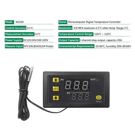 W Mini Digital Temperature Controller Led Display Thermostat