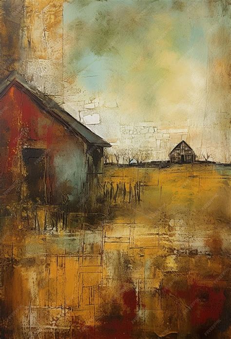 Premium AI Image | A painting of a barn and a barn