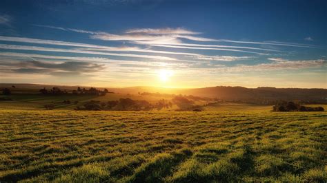 Landscape Sunrise Field Hill Wallpapers Hd Desktop And Mobile