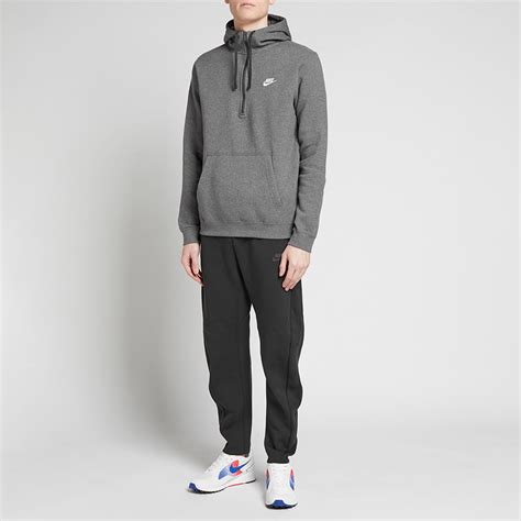 Nike Half Zip Club Hoody Charcoal Heather And White End Us