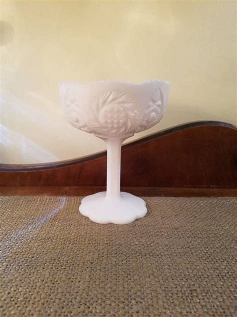 Vintage Le Smith Milk Glass Compote 5 3 4 Tall Milk Etsy Milk Glass Glass Compote