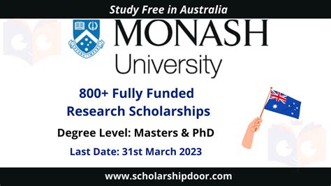 Monash University Research Scholarships 2023 In Australia Fully Funded