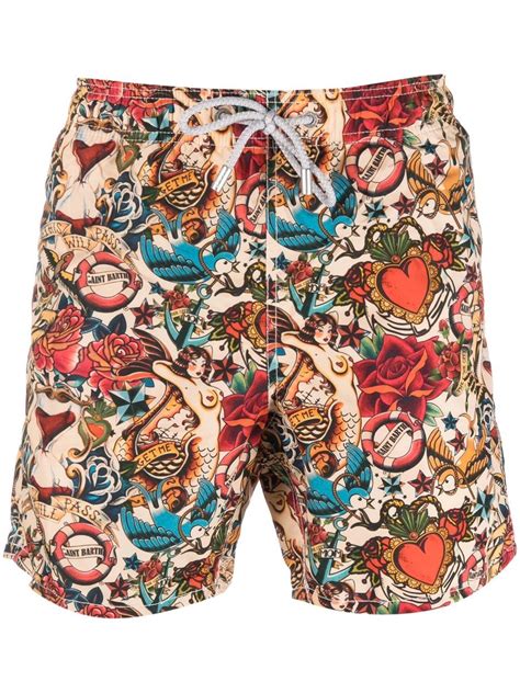 Mc Saint Barth Graphic Print Swim Shorts Farfetch