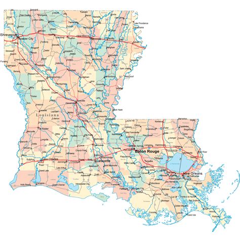 Louisiana Road Map - LA Road Map - Louisiana Highway Map | Poster ...