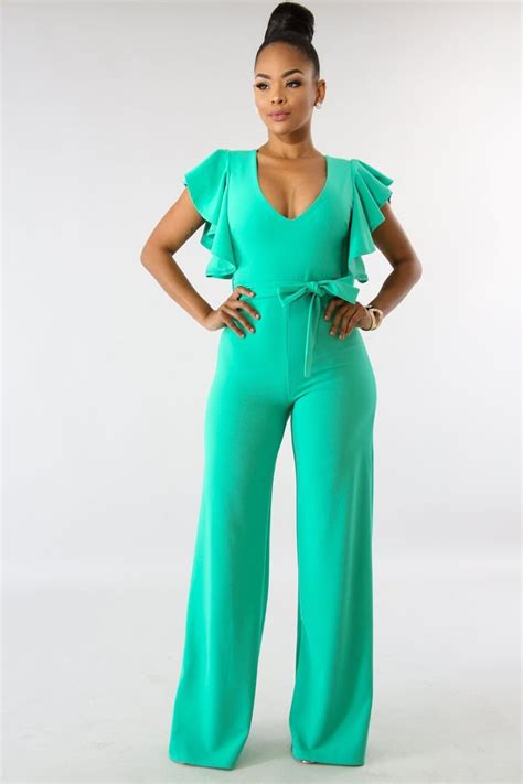 Casual Solid Color Short Sleeve Bell Sleeve Jumpsuits Velass