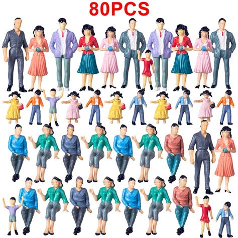 Buy Yamix 80Pcs Model Trains Architectural 1 25 Scale Painted Figures G