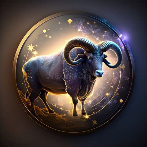 Aries Round Zodiac Animal Sign Realistic Mystical Astrology Background