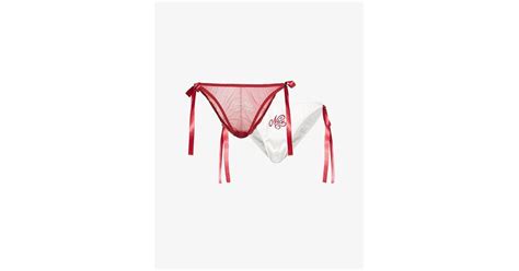 Savage X Fenty Flirty Wordy Pack Of Two Bikini Sheer Briefs In Pink Lyst
