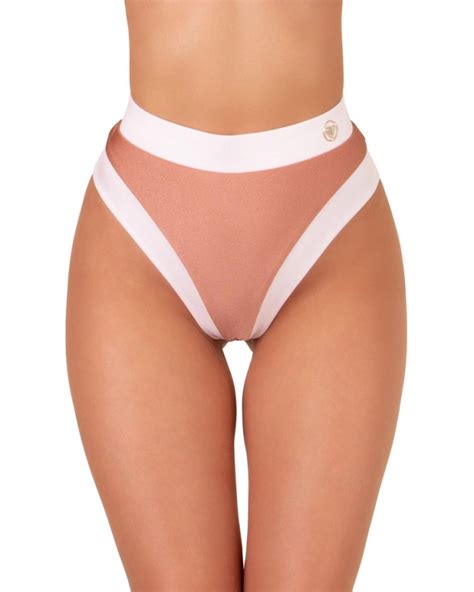 COFFEE Thong High Rise Bikini Bottom M Vivien Vance