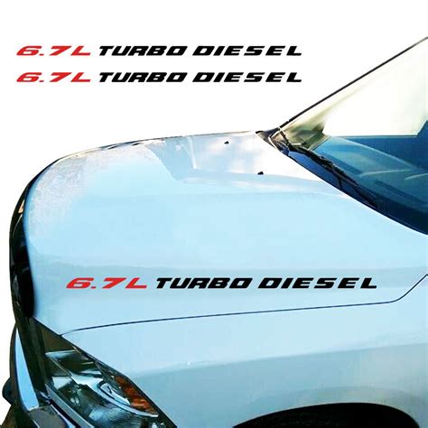 2pcs 67l Turbo Diesel Hood Stickers Fit To Dodge Ram 1500 2500 3500