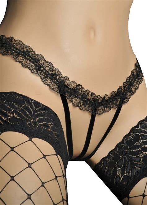 Mini String Ficelle Ouvert Fendu Femme Sexy Dentelle Lingerie Sexy