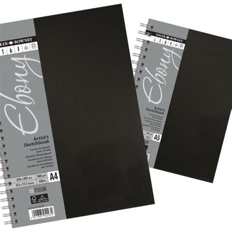 Daler Rowney Ebony Hardback Spiral Sketchbook 160gsm Cowling