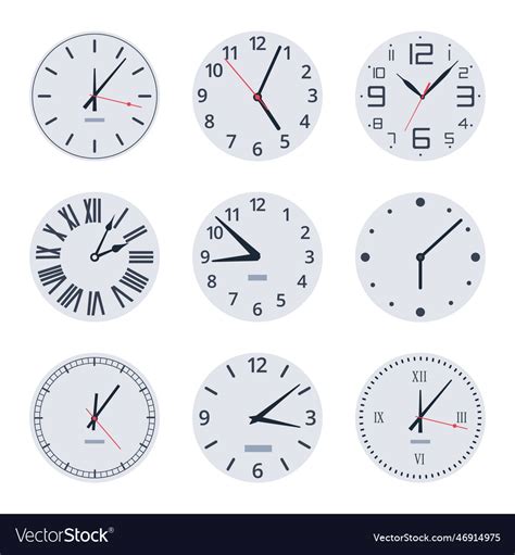 Vintage Clock Faces Analog Watches Royalty Free Vector Image