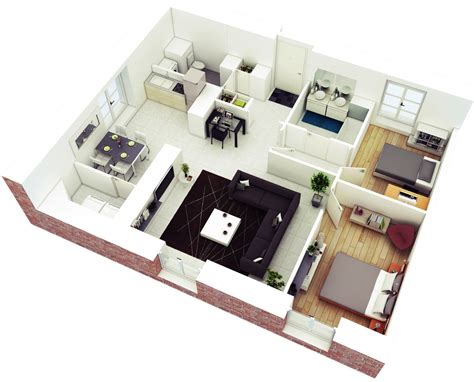 Small House 3D Floor Plan - floorplans.click