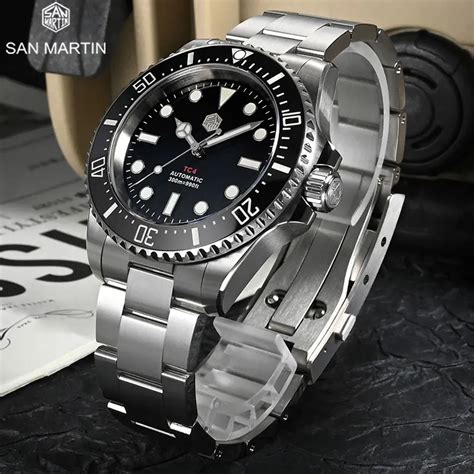 San Martin GR5 Titanium Luxury Men Sports Diving Watch Helium Device