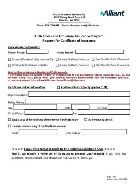 Fillable Online Certificate Request Form Alliant Yogapro Fax Email